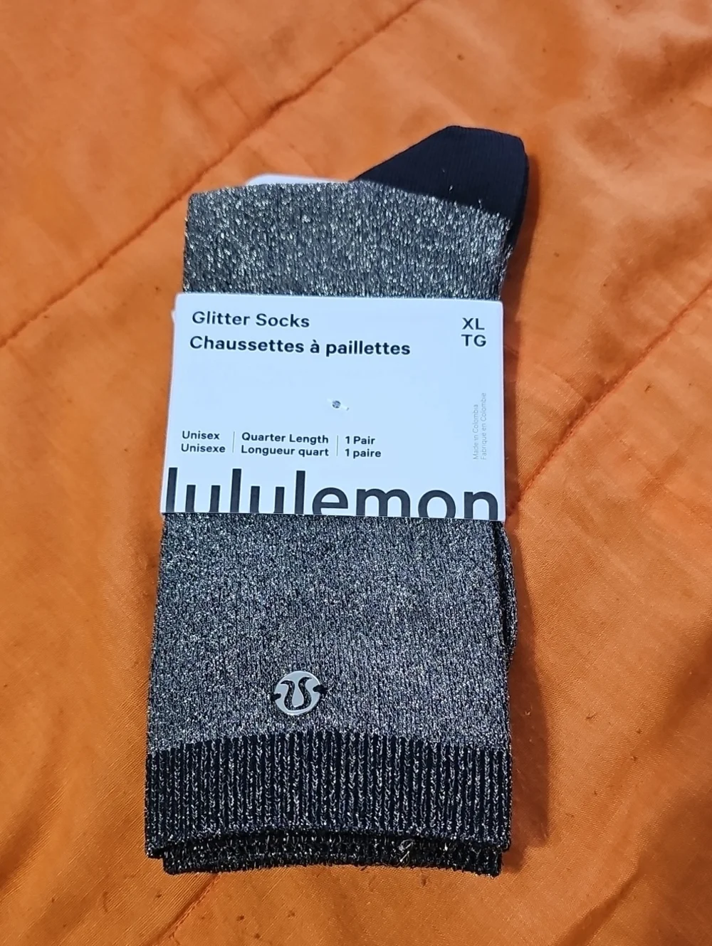 lululemon athletica Silver Glitter Quarter-Length Socks